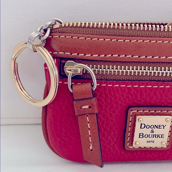 LAST CALL FINAL SALE - Dooney & Bourke Red and Brown Leather Coin Pouch - Picture 2 of 4